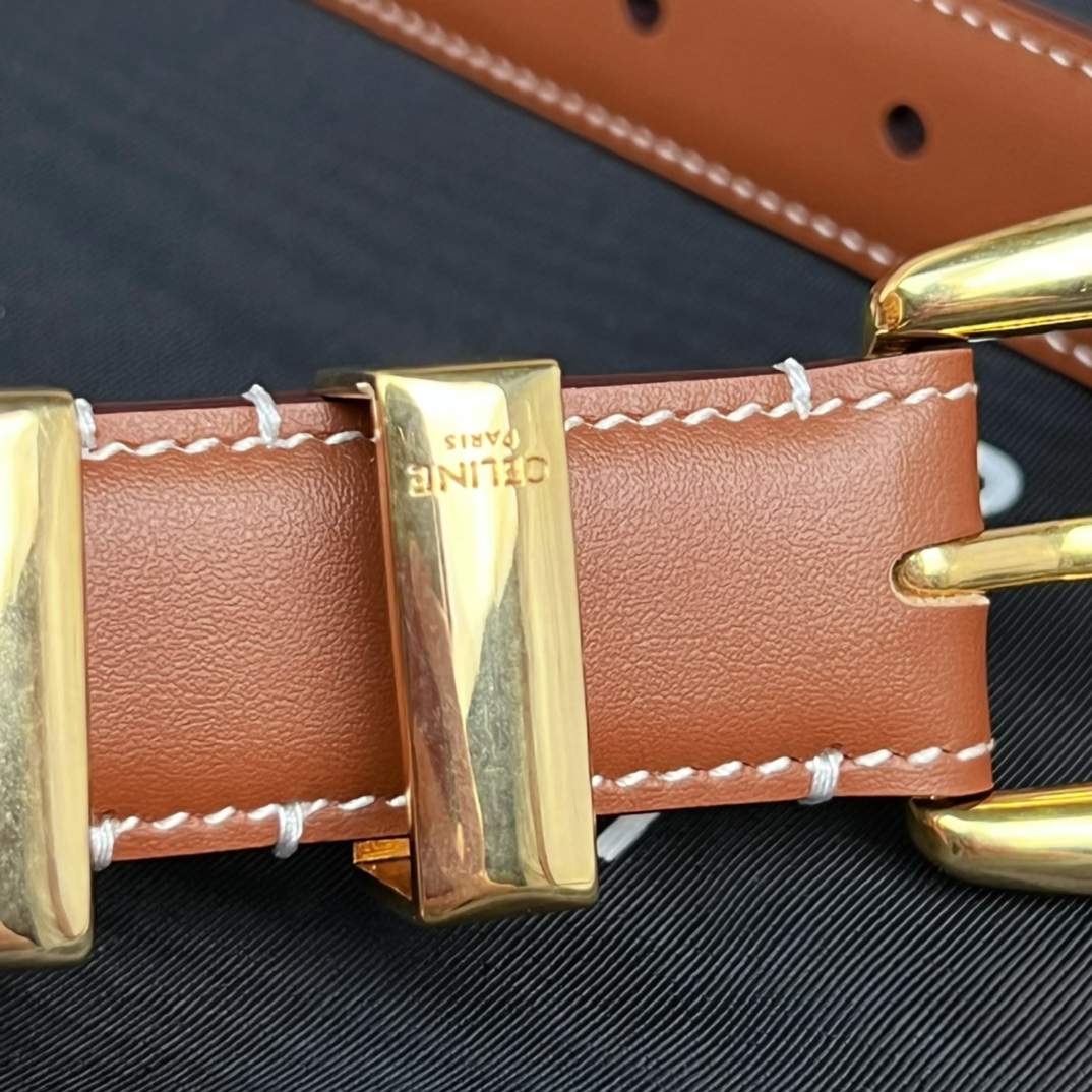 Celine Female Basic Belt Cow Leather Brown S-l