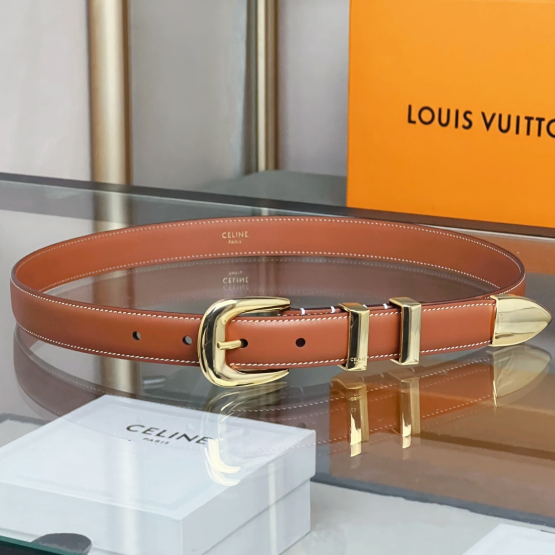 Celine Female Basic Belt Cow Leather Brown S-l