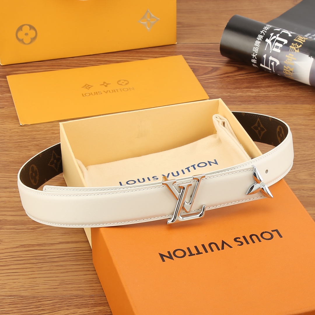 Louis Vuitton Female Basic Belt Cow Leather White S-m-l