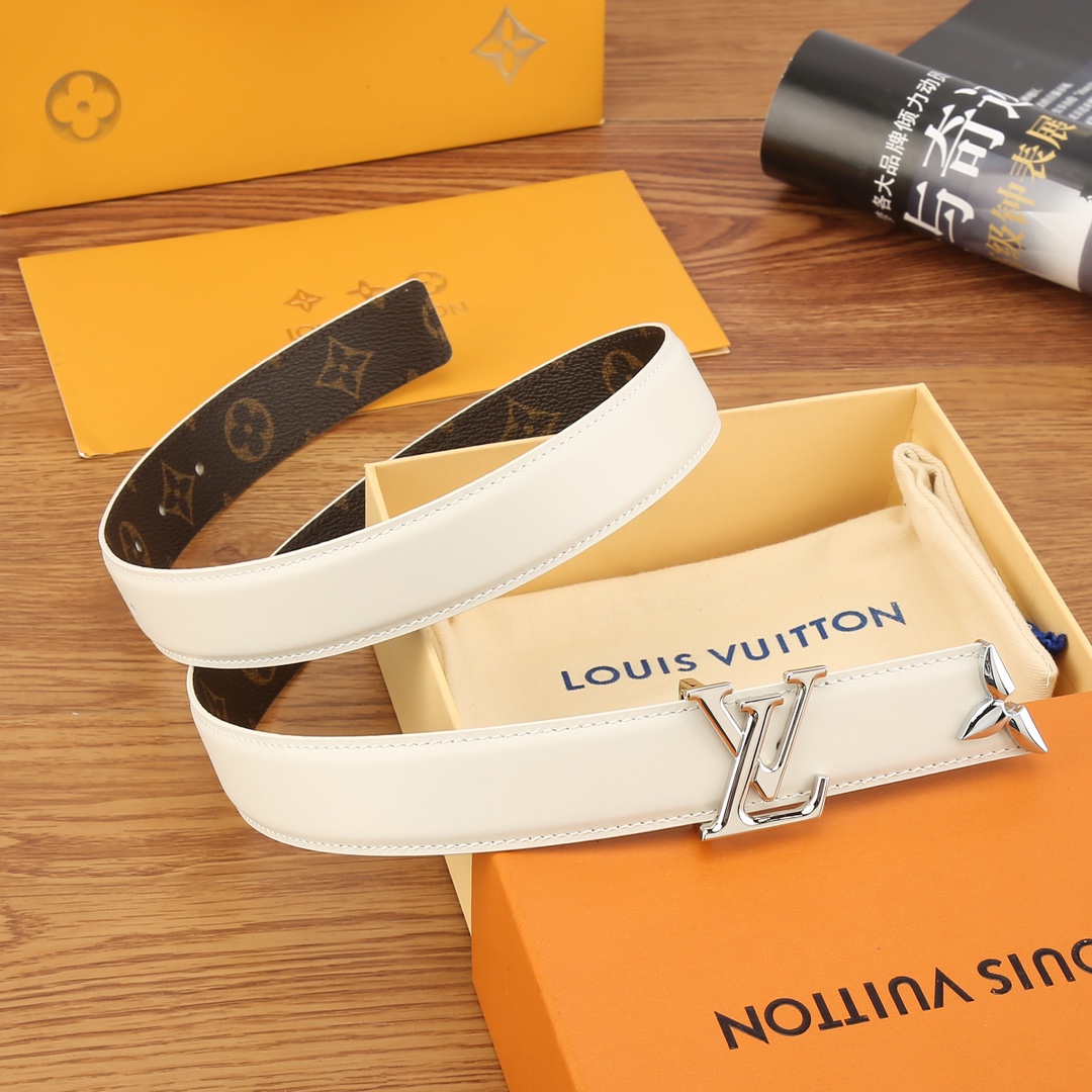 Louis Vuitton Female Basic Belt Cow Leather White S-m-l