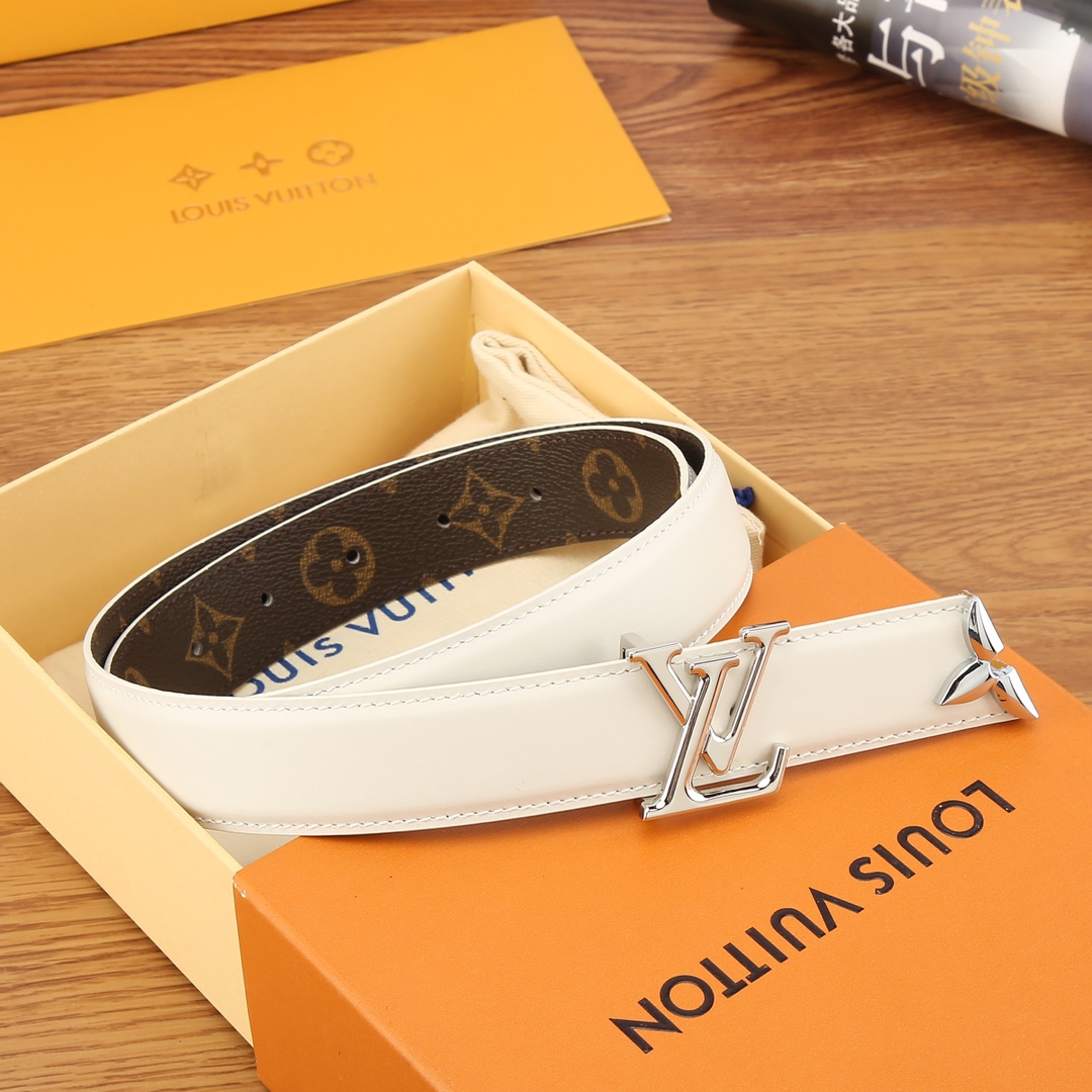 Louis Vuitton Female Basic Belt Cow Leather White S-m-l