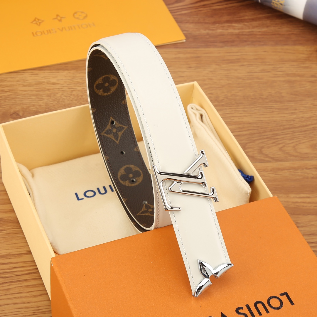 Louis Vuitton Female Basic Belt Cow Leather White S-m-l