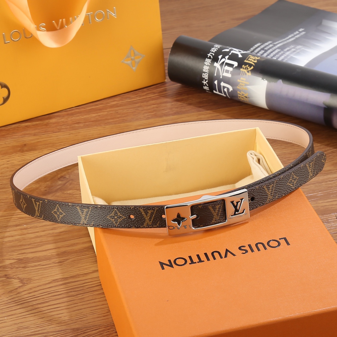 Louis Vuitton Female Leather Belt Canvas White 18mm-m-l