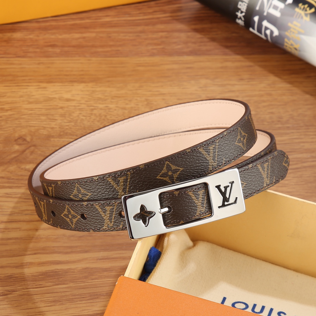 Louis Vuitton Female Leather Belt Canvas White 18mm-m-l