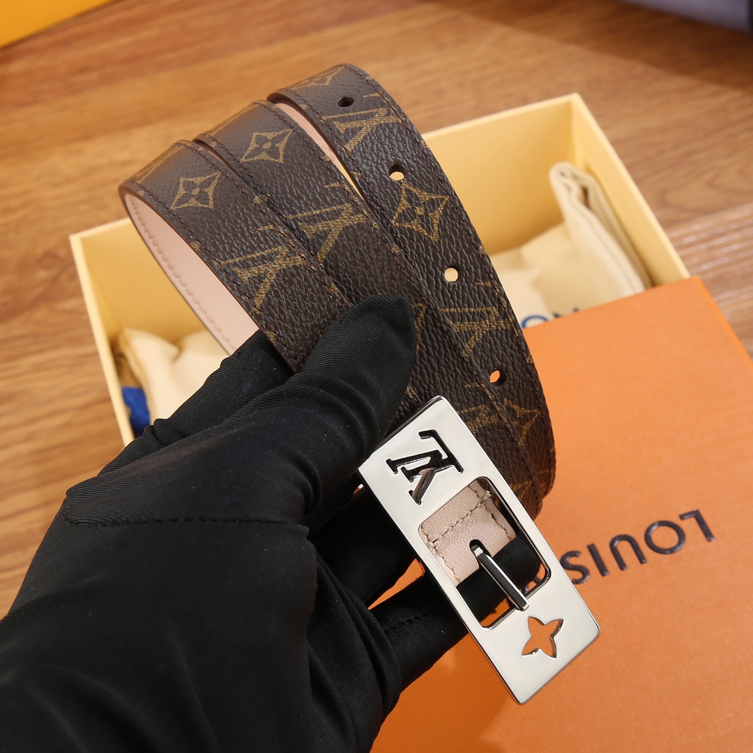 Louis Vuitton Female Leather Belt Canvas White 18mm-m-l