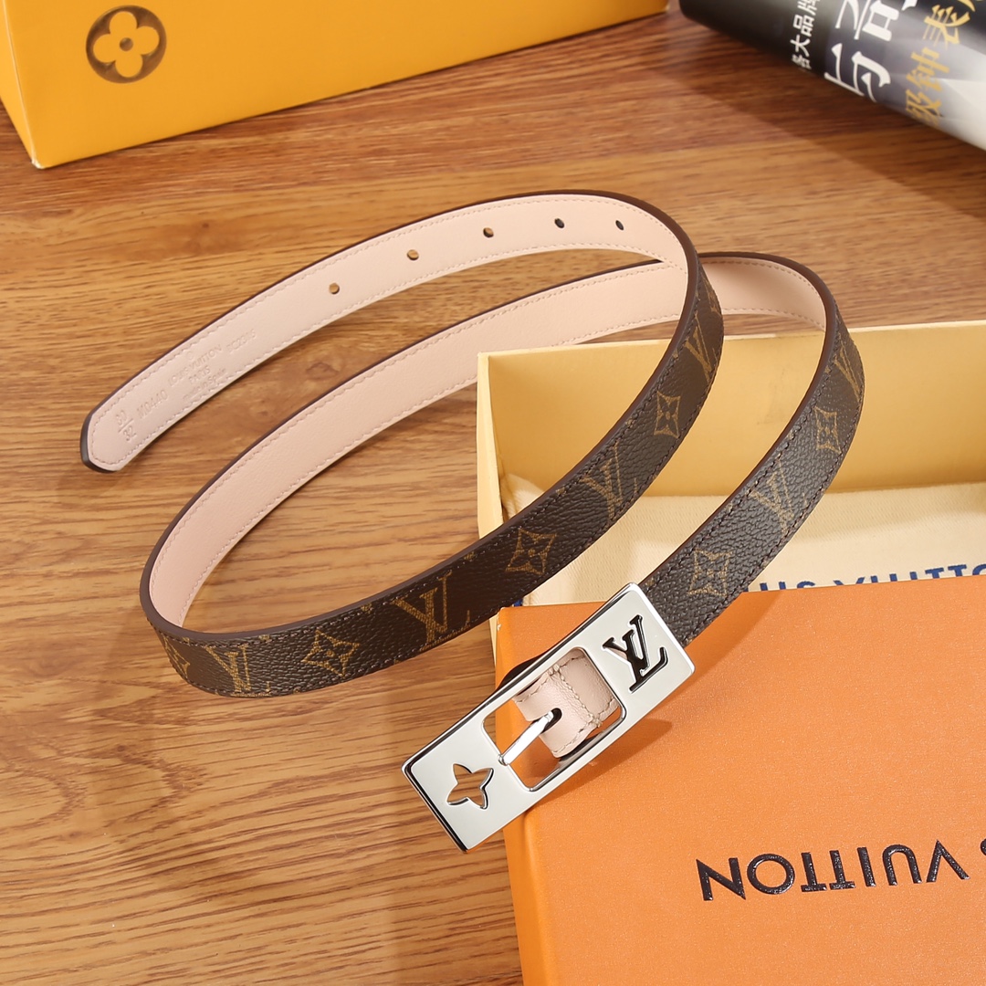 Louis Vuitton Female Leather Belt Canvas White 18mm-m-l