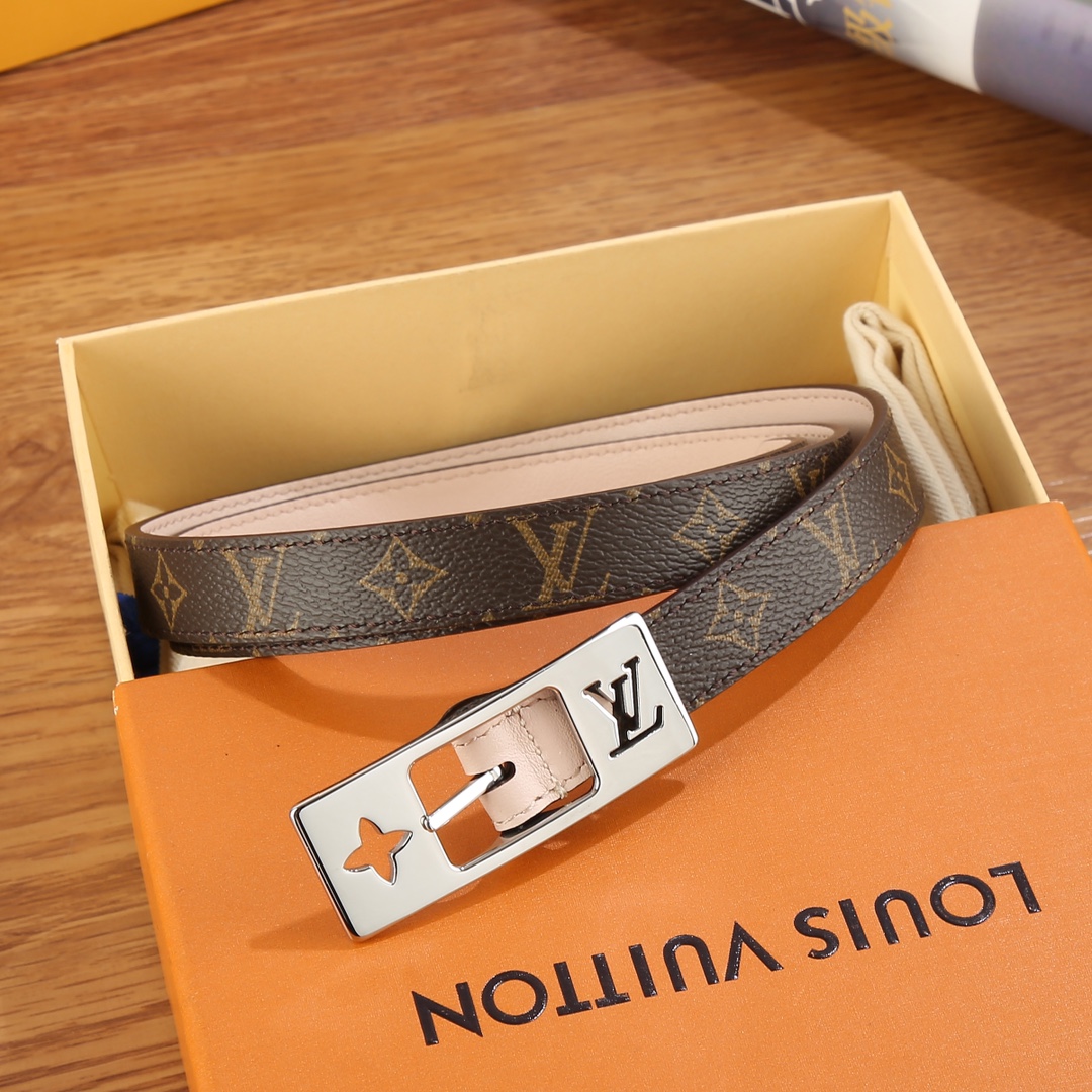 Louis Vuitton Female Leather Belt Canvas White 18mm-m-l