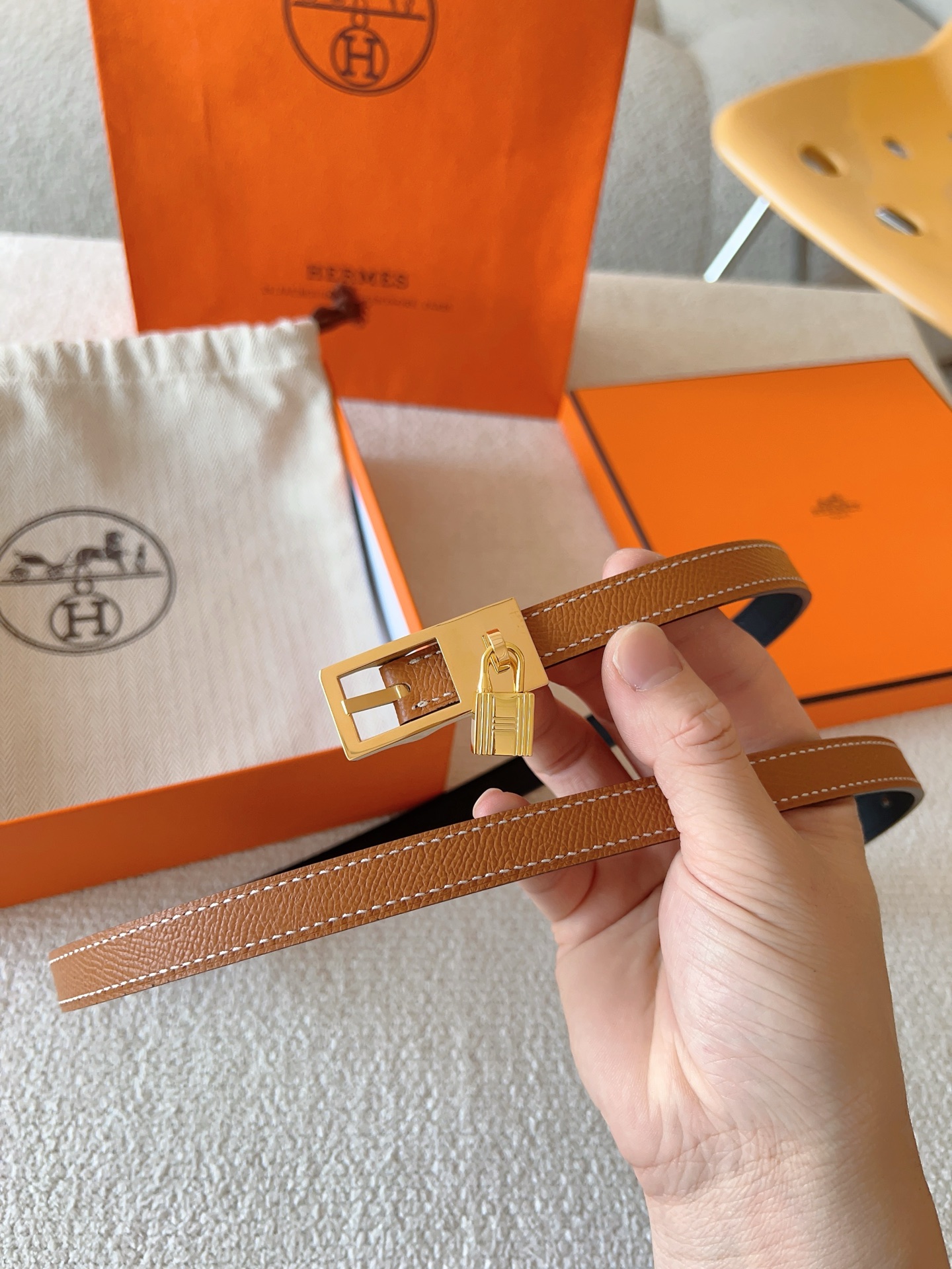 Hermès Female Leather Belt Cow Leather S-m-l