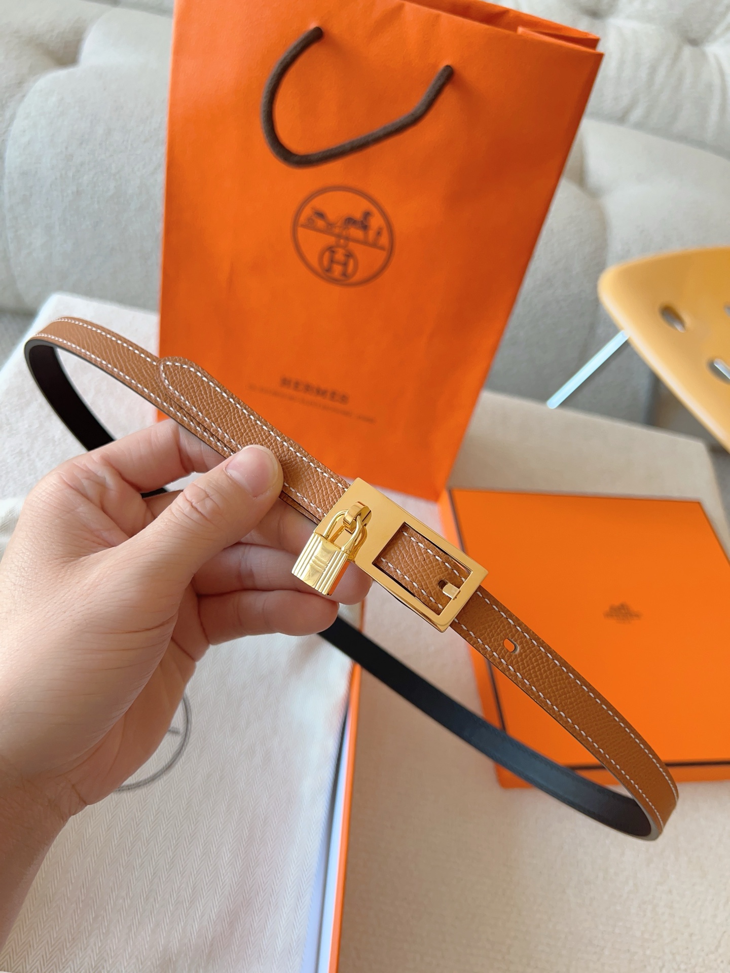 Hermès Female Leather Belt Cow Leather S-m-l