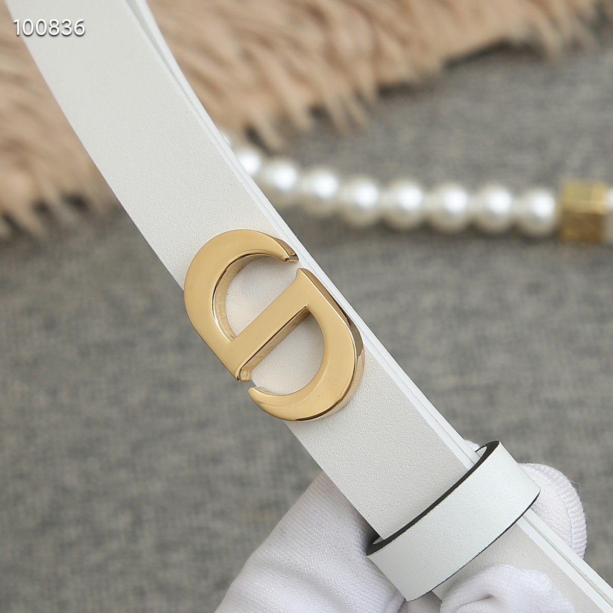 Dior Female Basic Belt Cow Leather White S-m