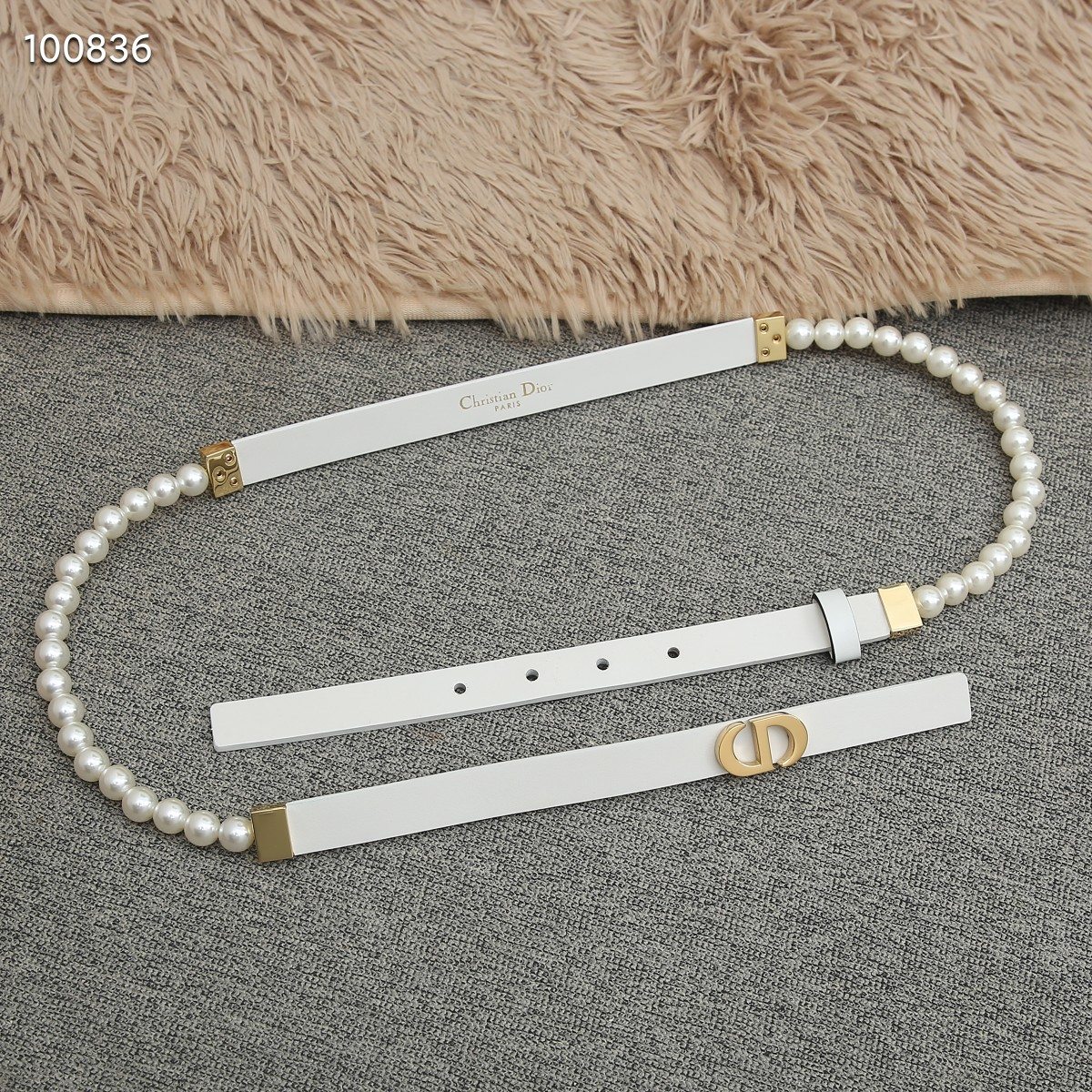 Dior Female Basic Belt Cow Leather White S-m