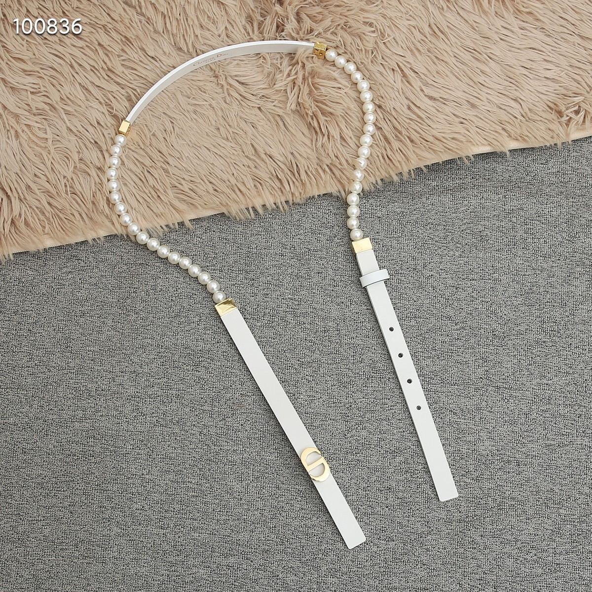 Dior Female Basic Belt Cow Leather White S-m