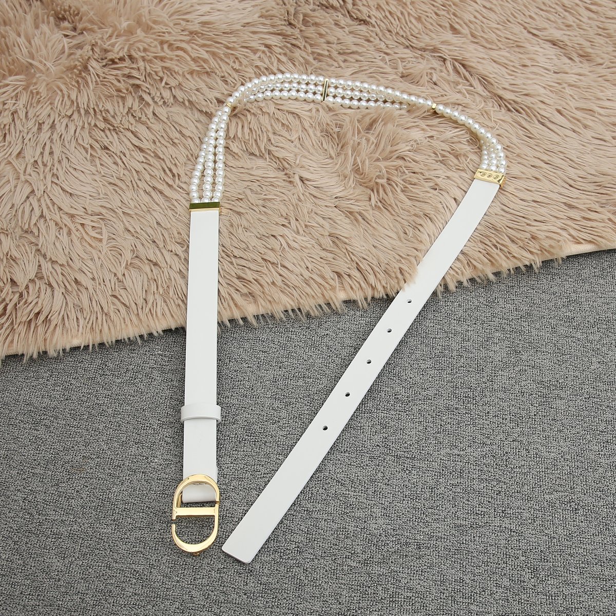 Dior Female Basic Belt Cow Leather White S-m