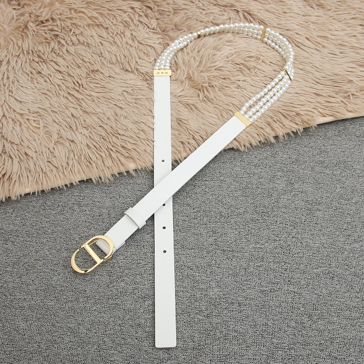 Dior Female Basic Belt Cow Leather White S-m