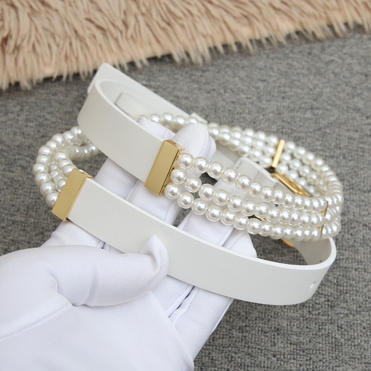 Dior Female Basic Belt Cow Leather White S-m