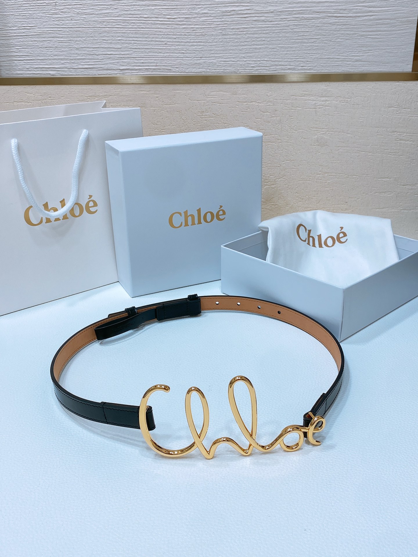 Female Leather Belt Cow Leather Gold 110cm-s-m-l