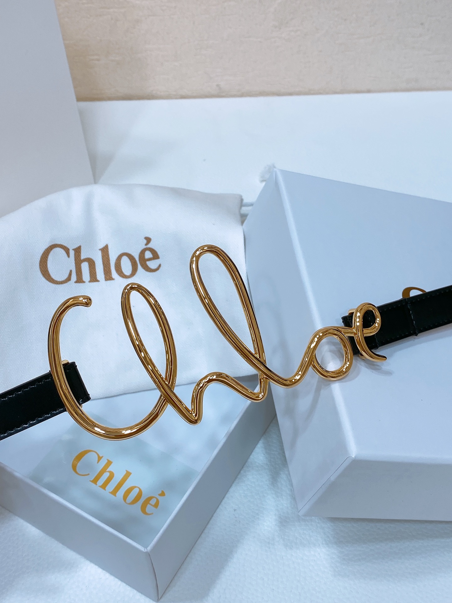 Female Leather Belt Cow Leather Gold 110cm-s-m-l