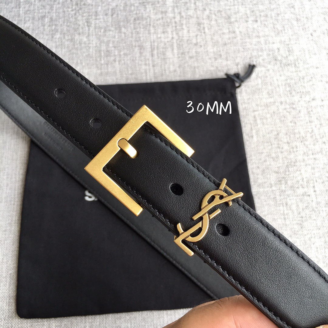 Saint Laurent Female Leather Belt Top Grain Leather 30mm-m-l