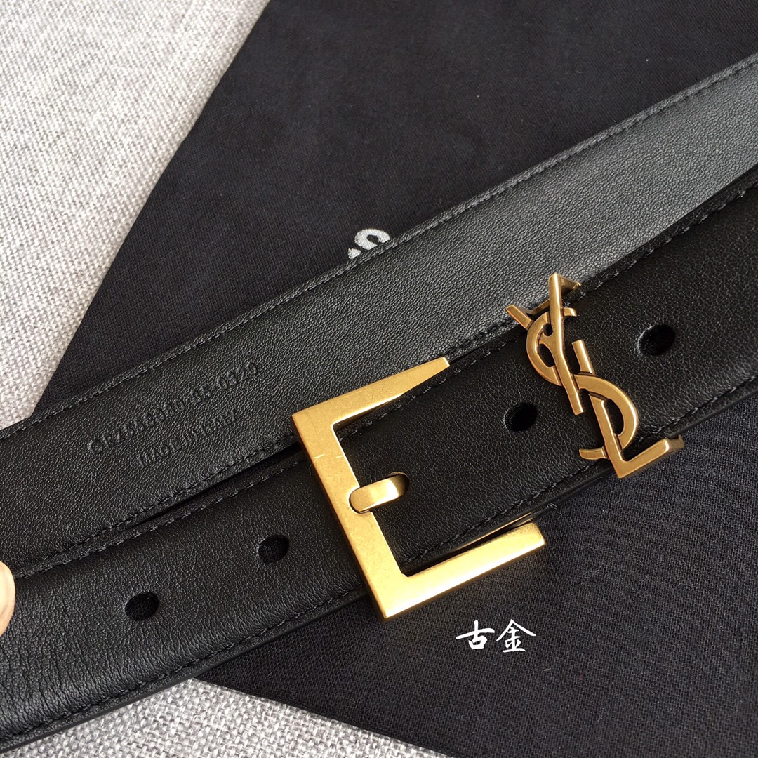 Saint Laurent Female Leather Belt Top Grain Leather 30mm-m-l