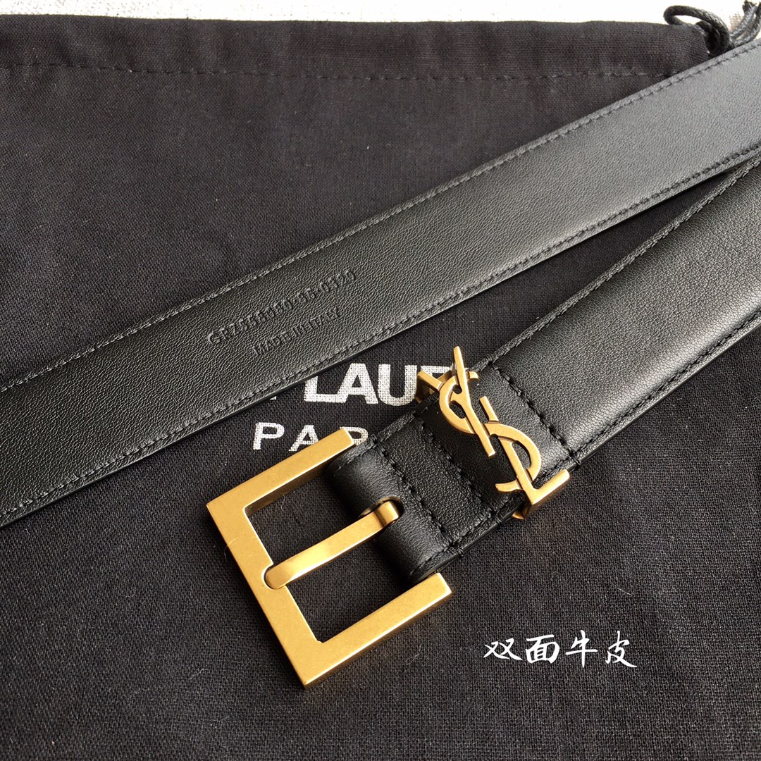 Saint Laurent Female Leather Belt Top Grain Leather 30mm-m-l