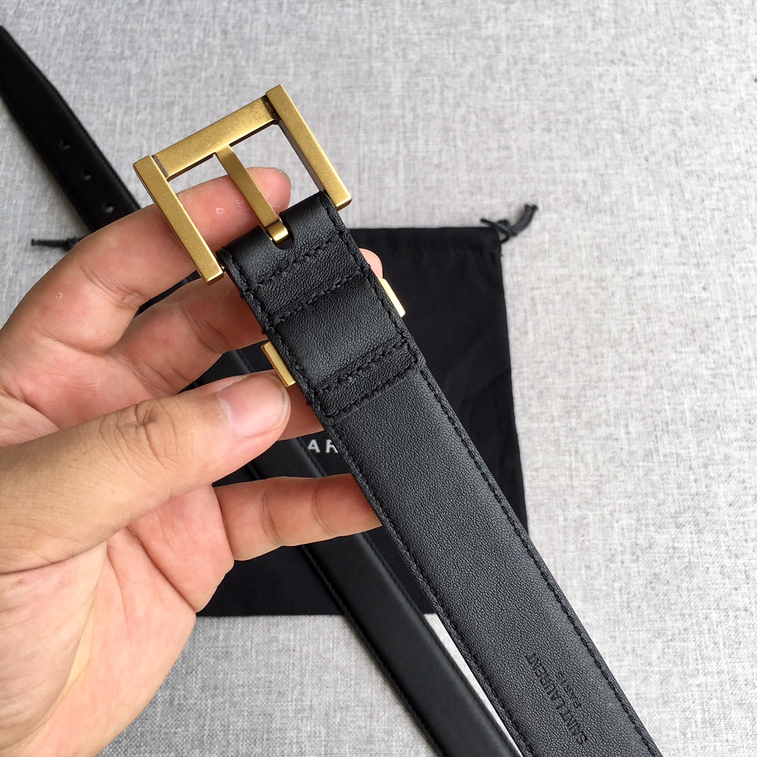 Saint Laurent Female Leather Belt Top Grain Leather 30mm-m-l
