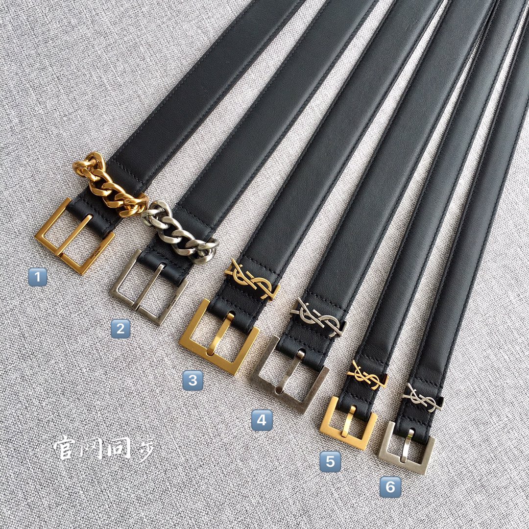 Saint Laurent Female Leather Belt Top Grain Leather 30mm-m-l