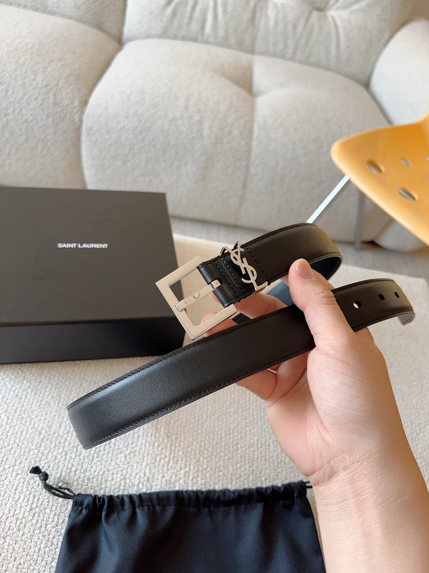 Saint Laurent Female Basic Belt Cow Leather S