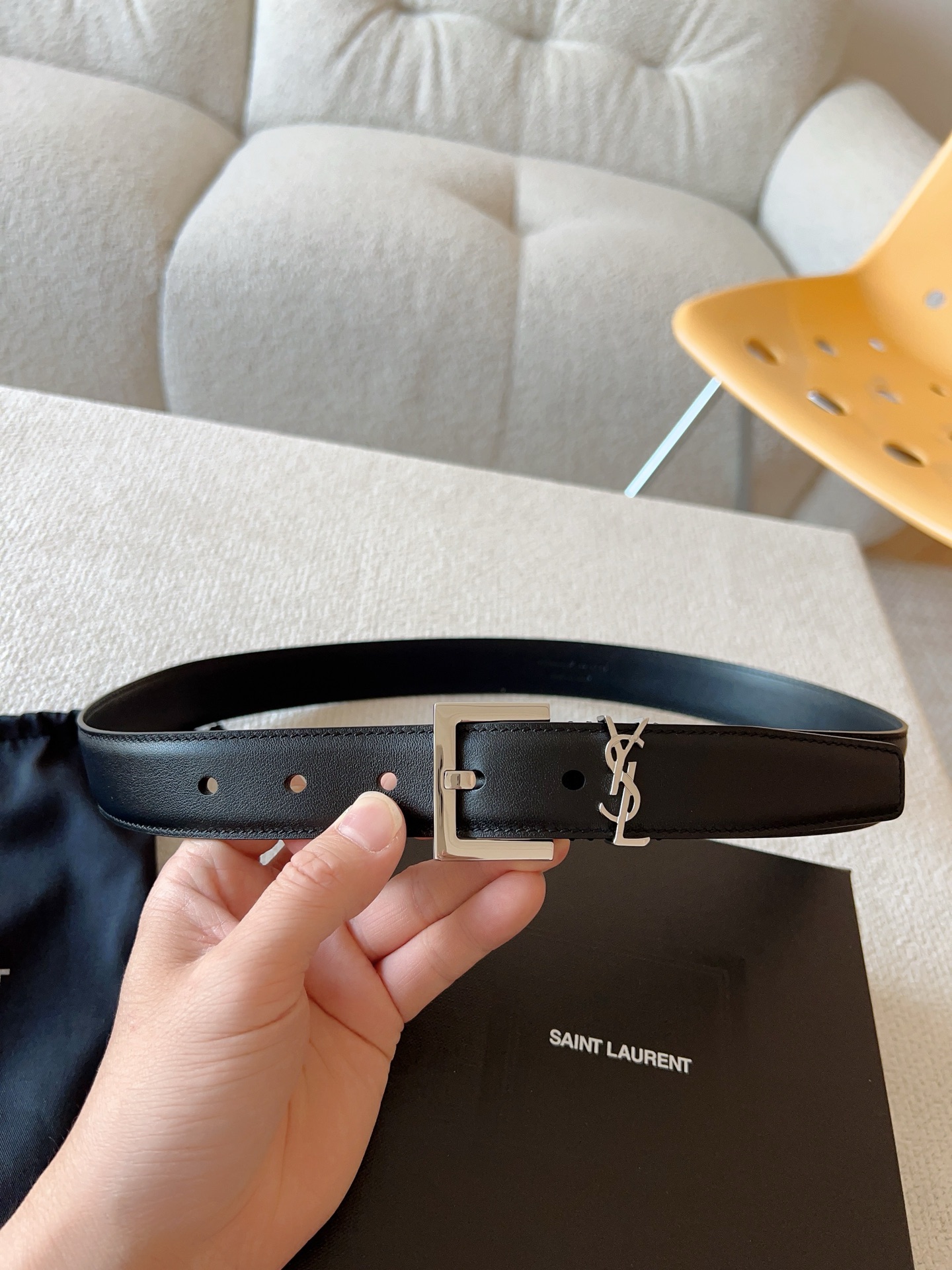 Saint Laurent Female Basic Belt Cow Leather S