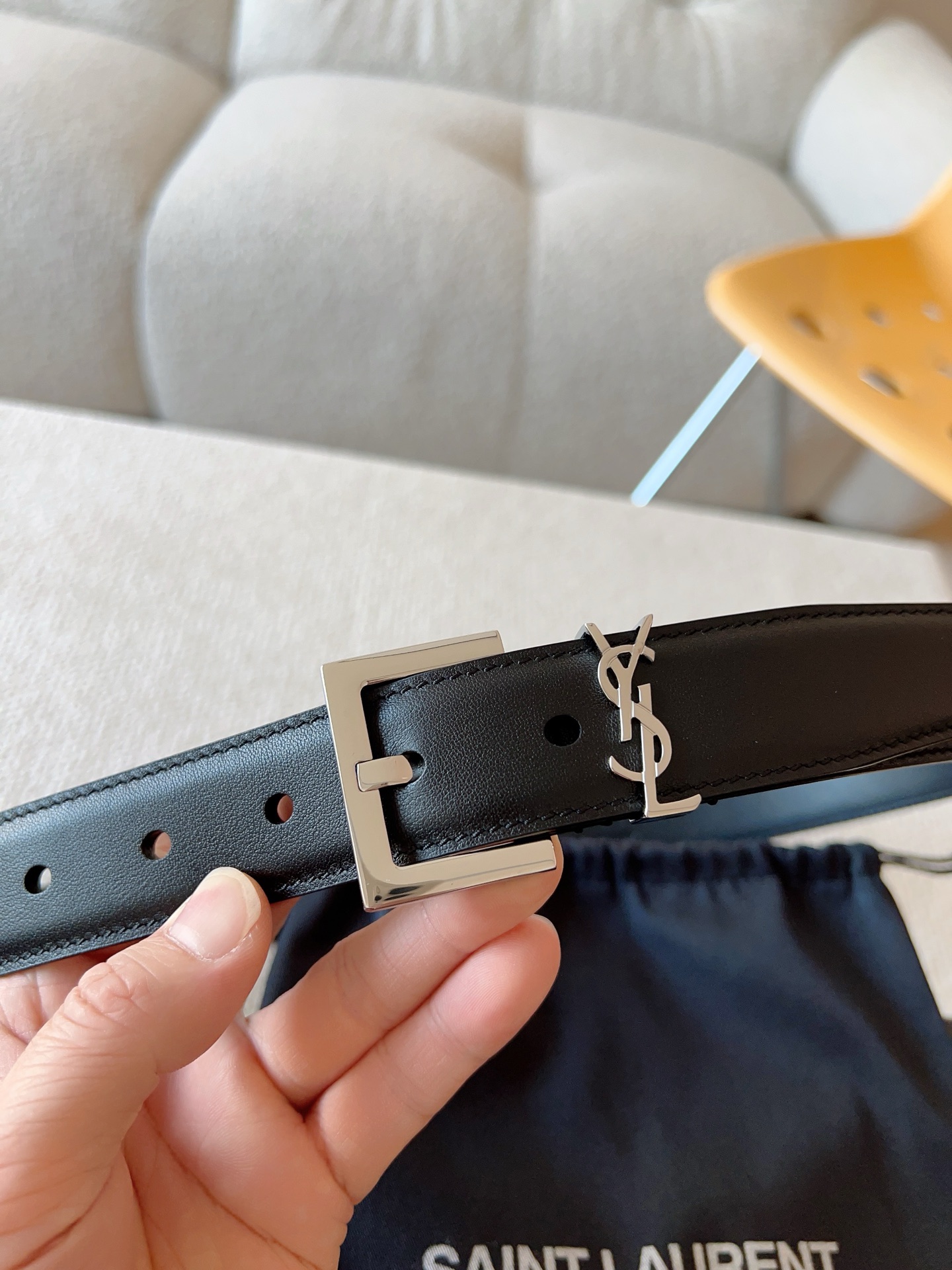 Saint Laurent Female Basic Belt Cow Leather S