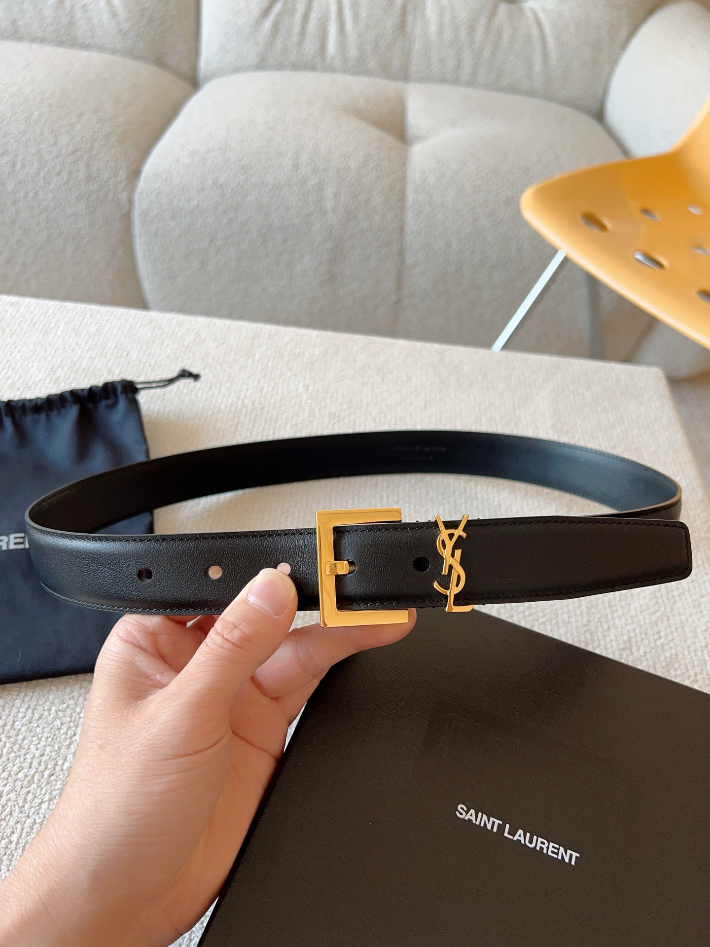Saint Laurent Female Basic Belt Cow Leather S