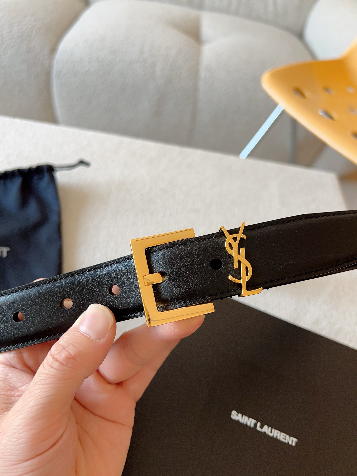 Saint Laurent Female Basic Belt Cow Leather S