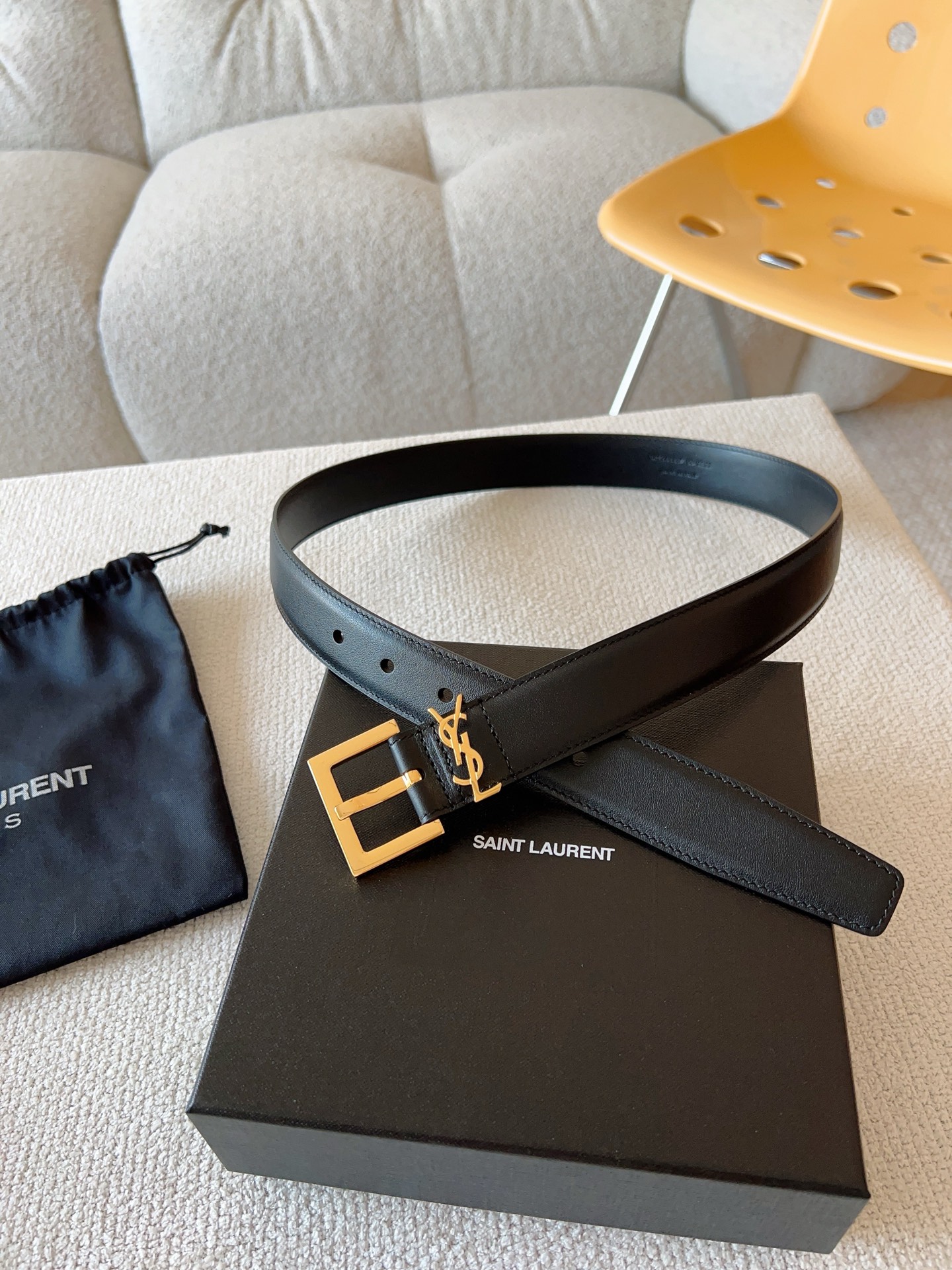 Saint Laurent Female Basic Belt Cow Leather S