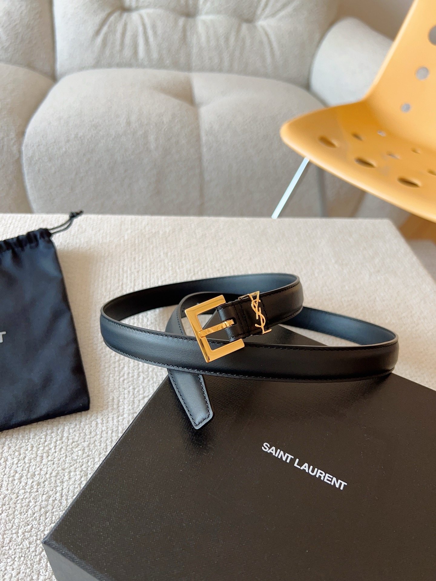 Saint Laurent Female Basic Belt Cow Leather S