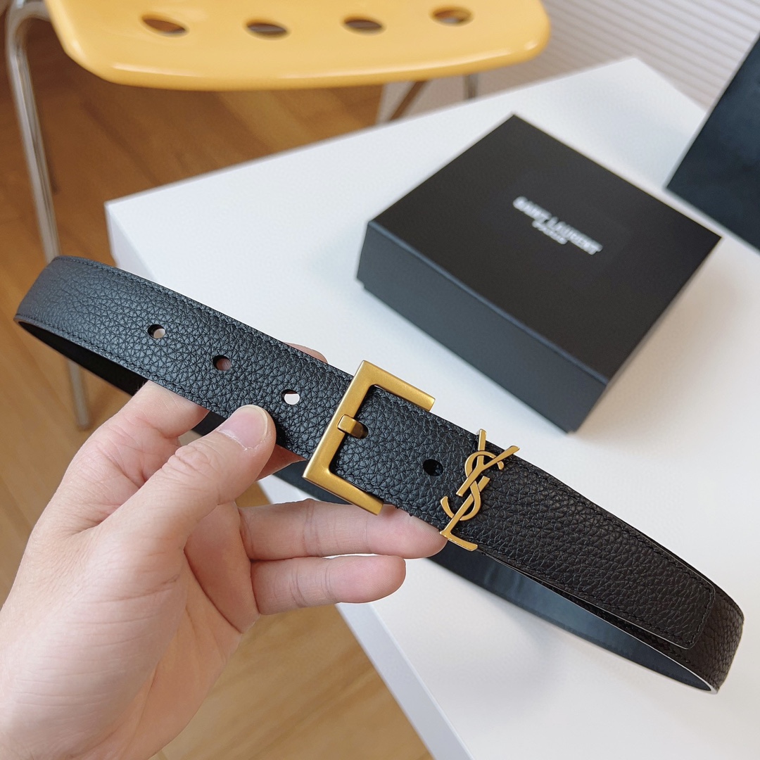 Saint Laurent Female Basic Belt Cow Leather Black S-m