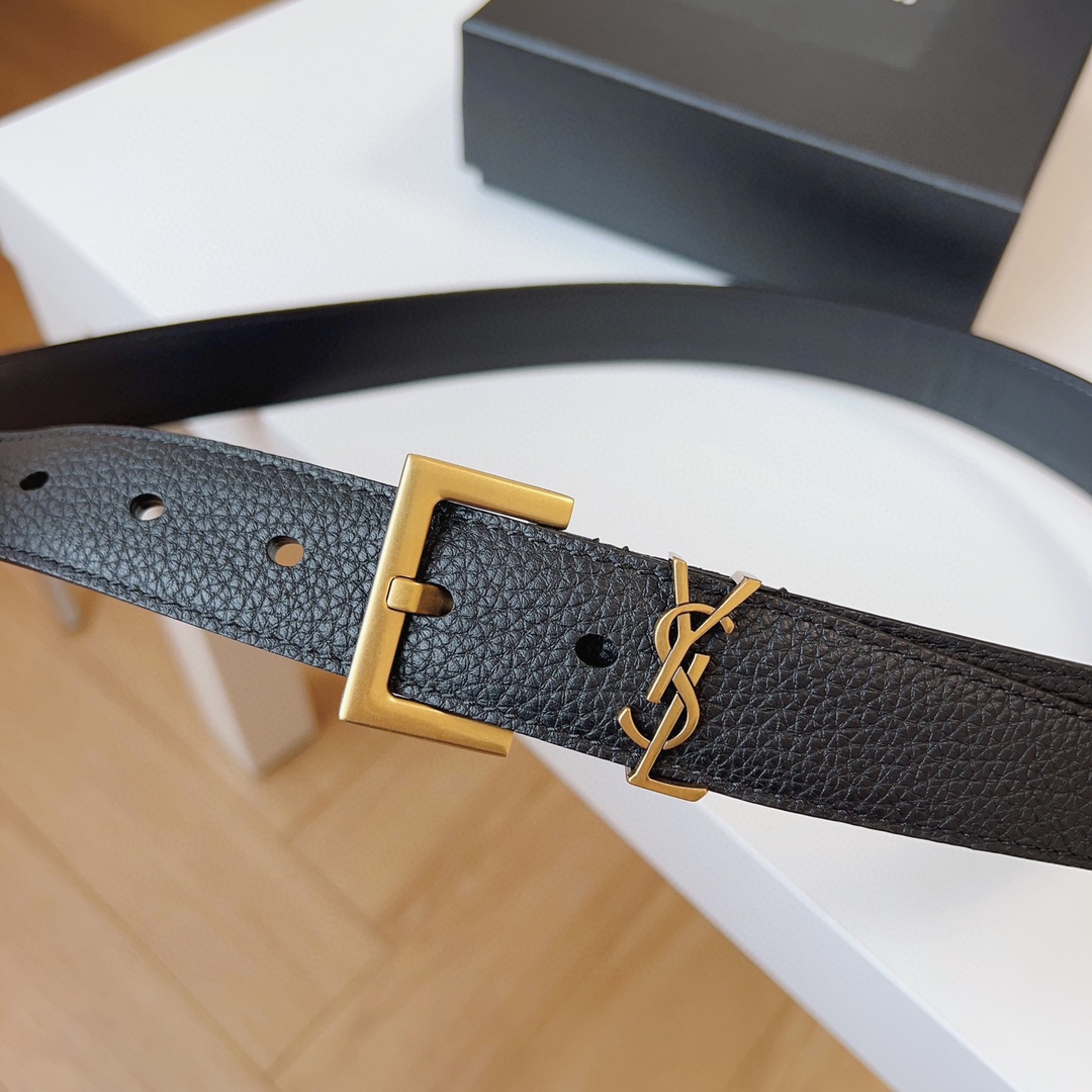 Saint Laurent Female Basic Belt Cow Leather Black S-m