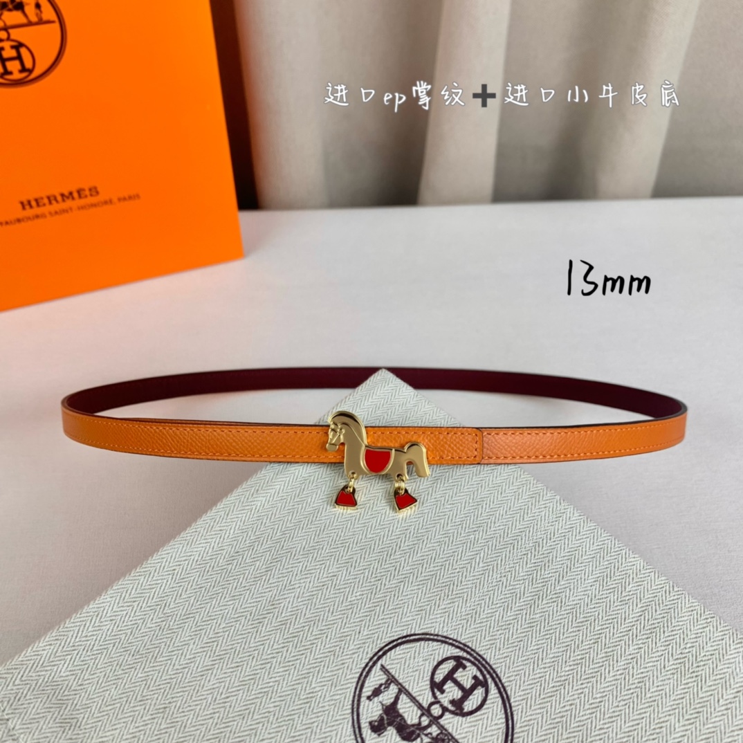 Hermès Female Basic Belt Cow Leather Red 13mm-s-m