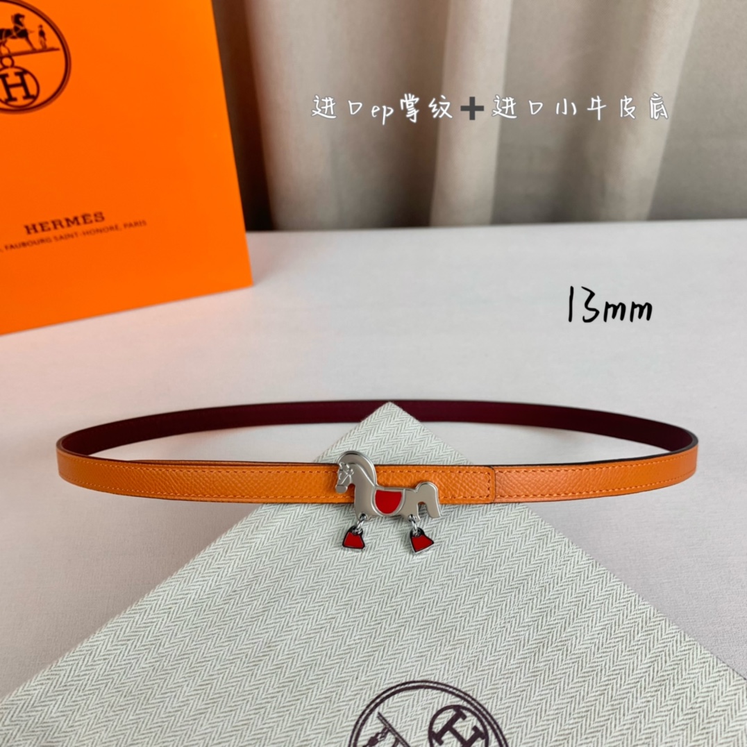 Hermès Female Basic Belt Cow Leather Red 13mm-s-m