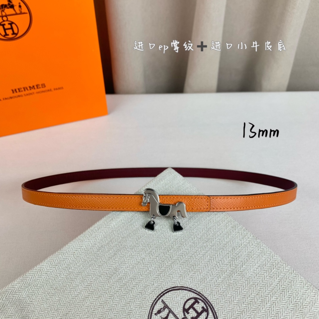 Hermès Female Basic Belt Cow Leather Red 13mm-s-m