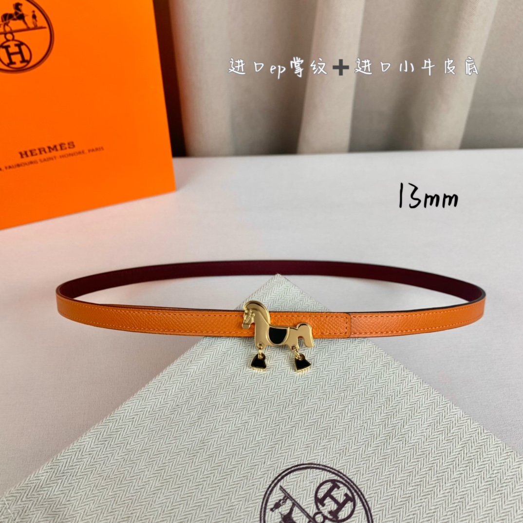 Hermès Female Basic Belt Cow Leather Red 13mm-s-m