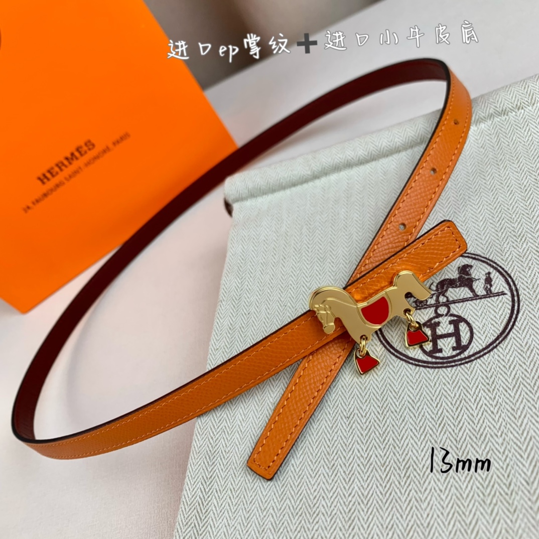 Hermès Female Basic Belt Cow Leather Red 13mm-s-m