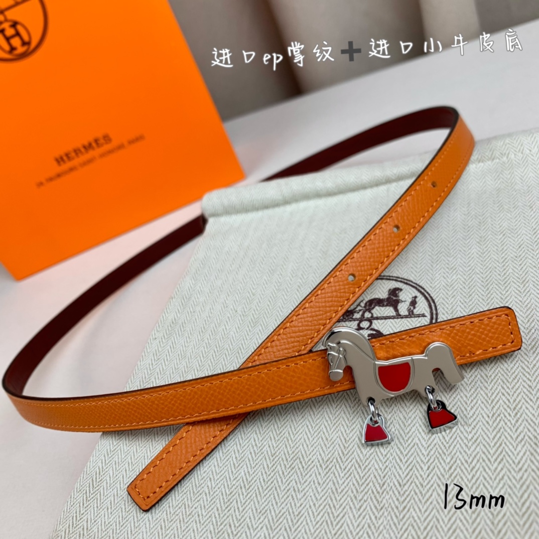 Hermès Female Basic Belt Cow Leather Red 13mm-s-m
