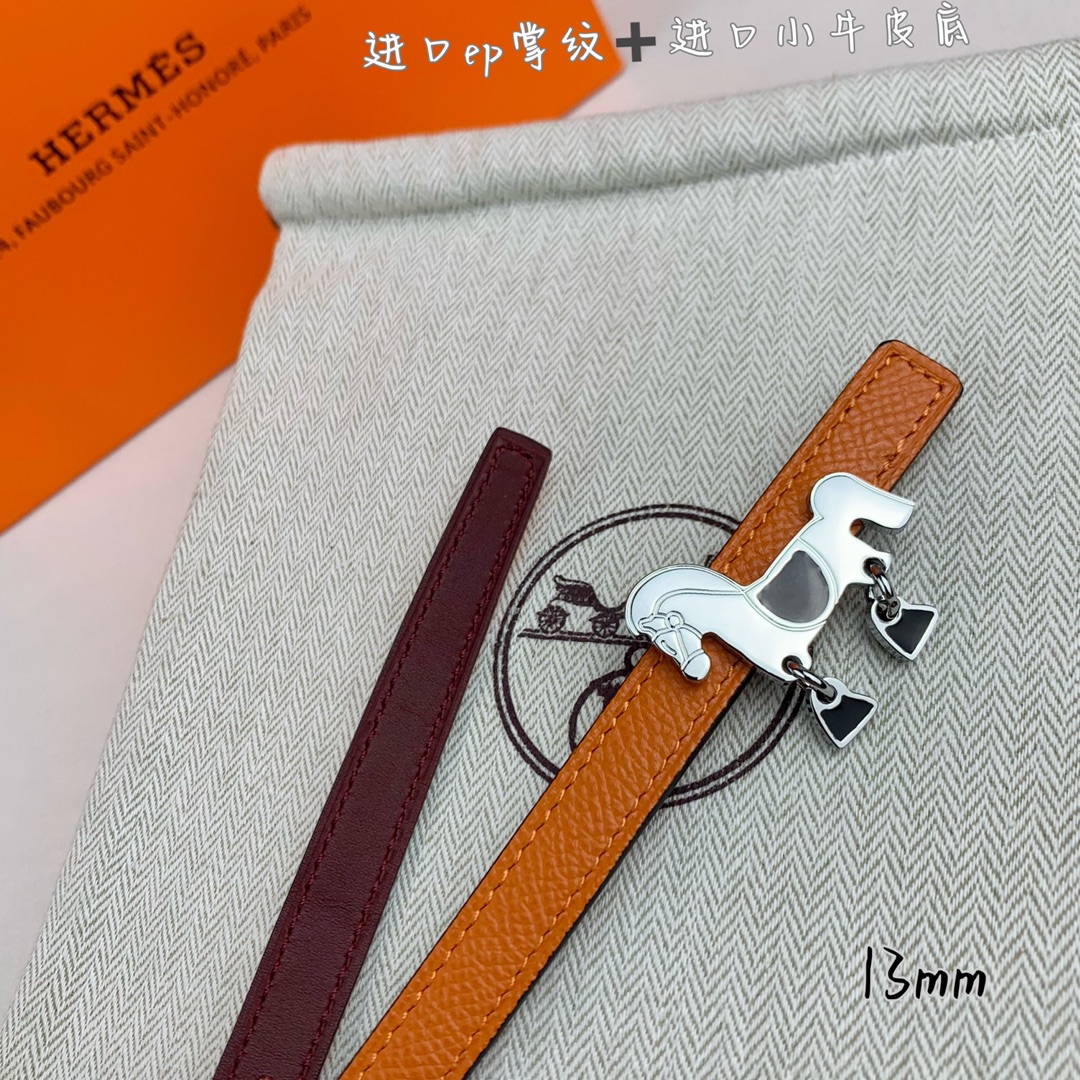 Hermès Female Basic Belt Cow Leather Red 13mm-s-m
