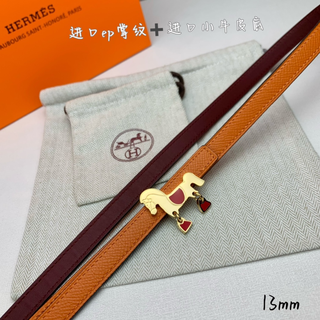 Hermès Female Basic Belt Cow Leather Red 13mm-s-m