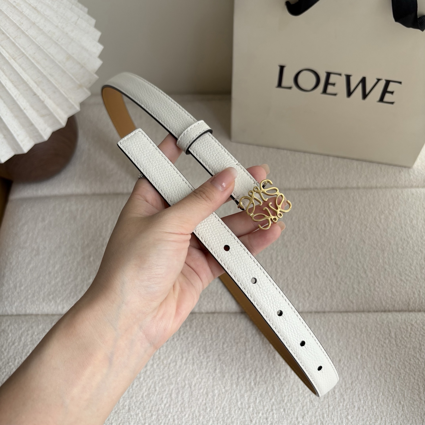 Female Leather Belt Cow Leather White M-l
