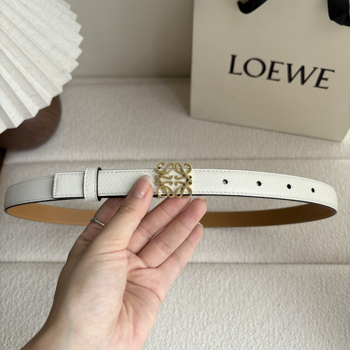 Female Leather Belt Cow Leather White M-l