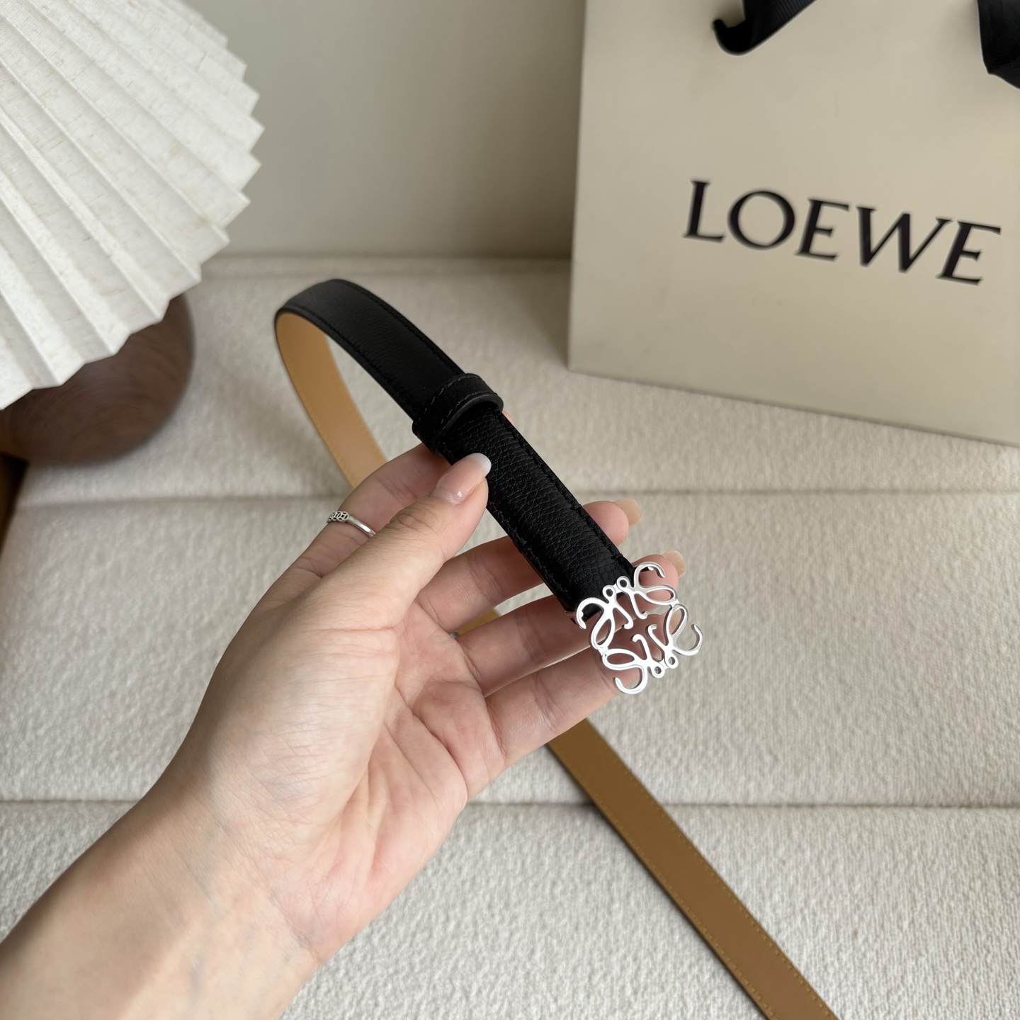 Female Leather Belt Cow Leather Black M-l