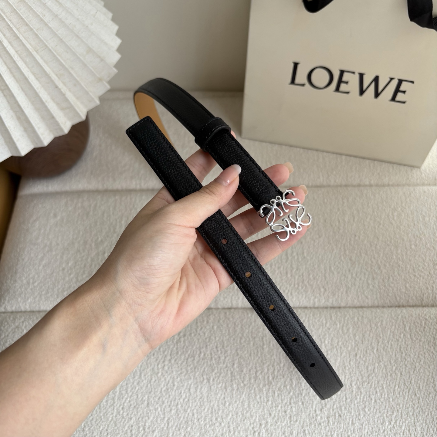 Female Leather Belt Cow Leather Black M-l