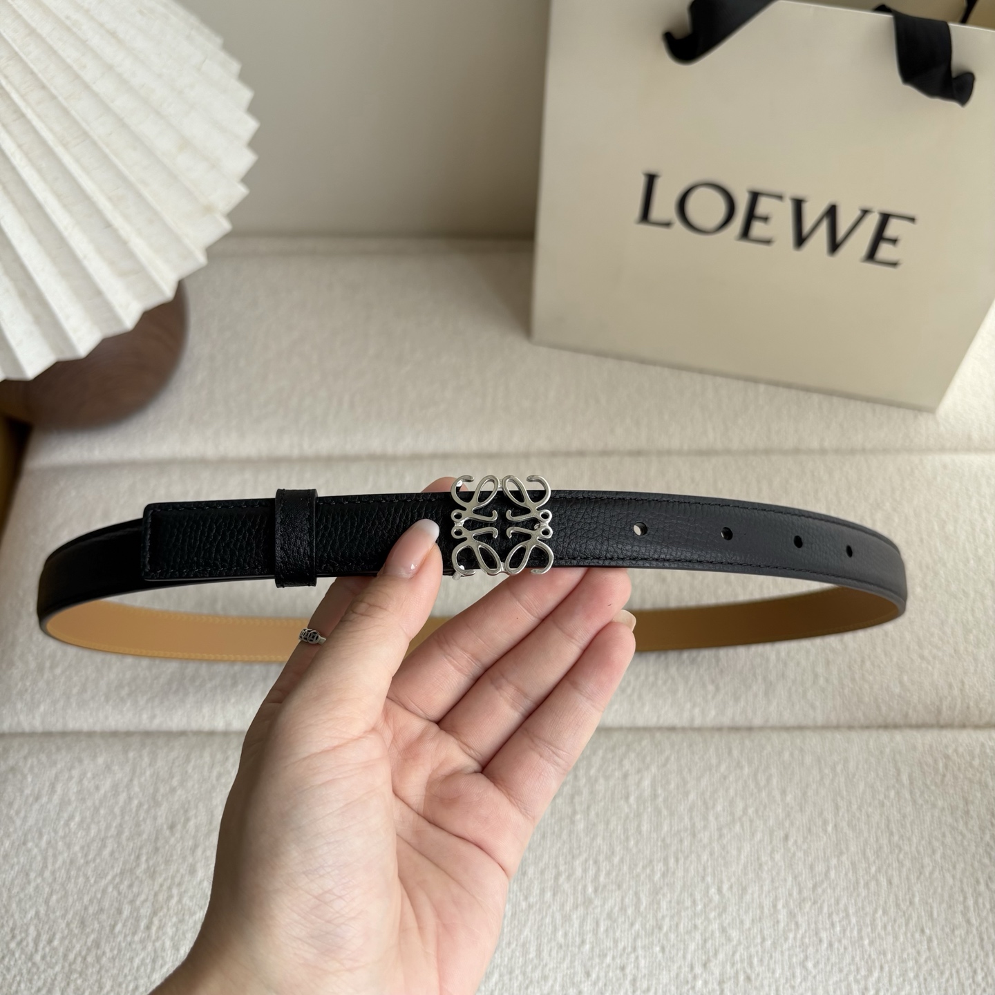 Female Leather Belt Cow Leather Black M-l