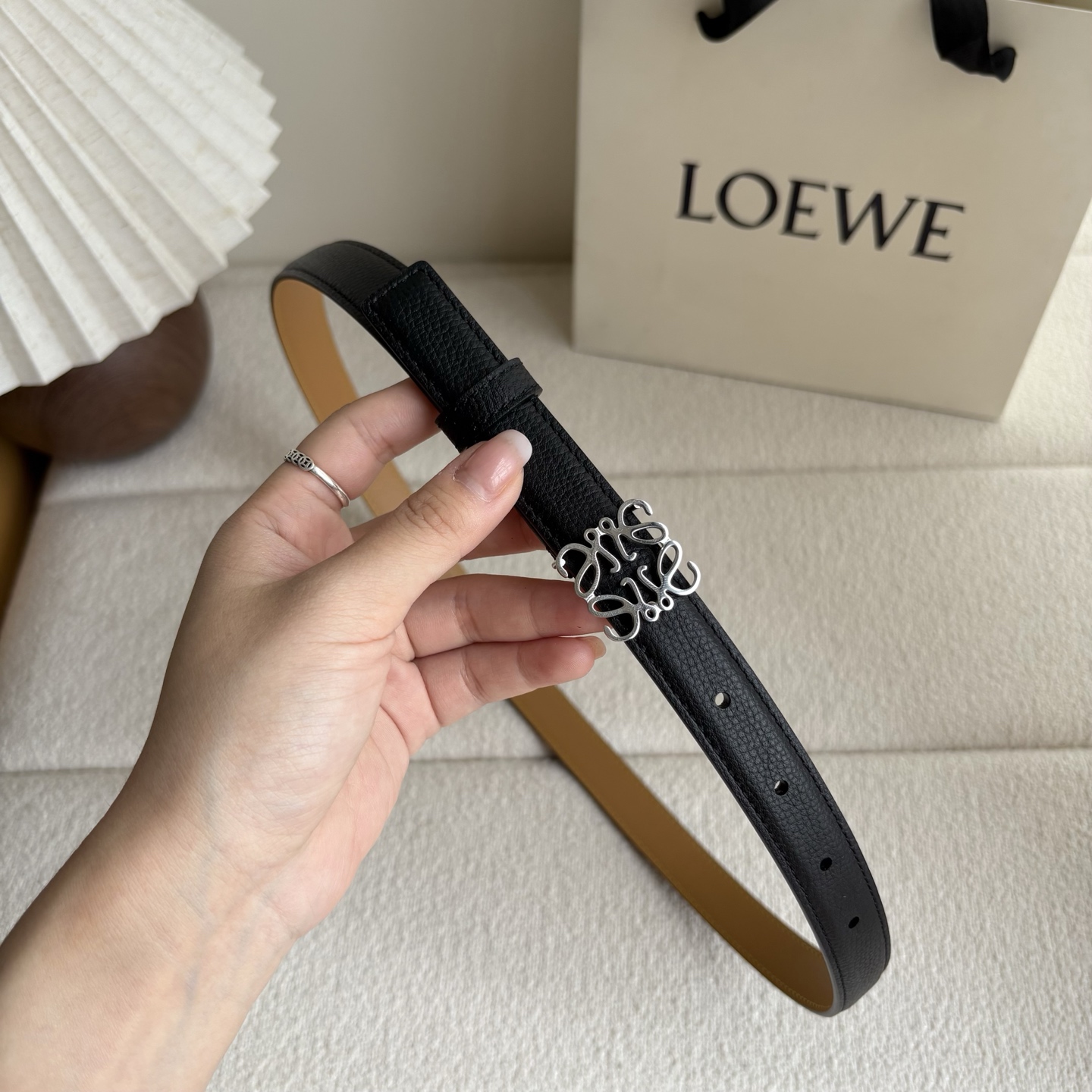 Female Leather Belt Cow Leather Black M-l