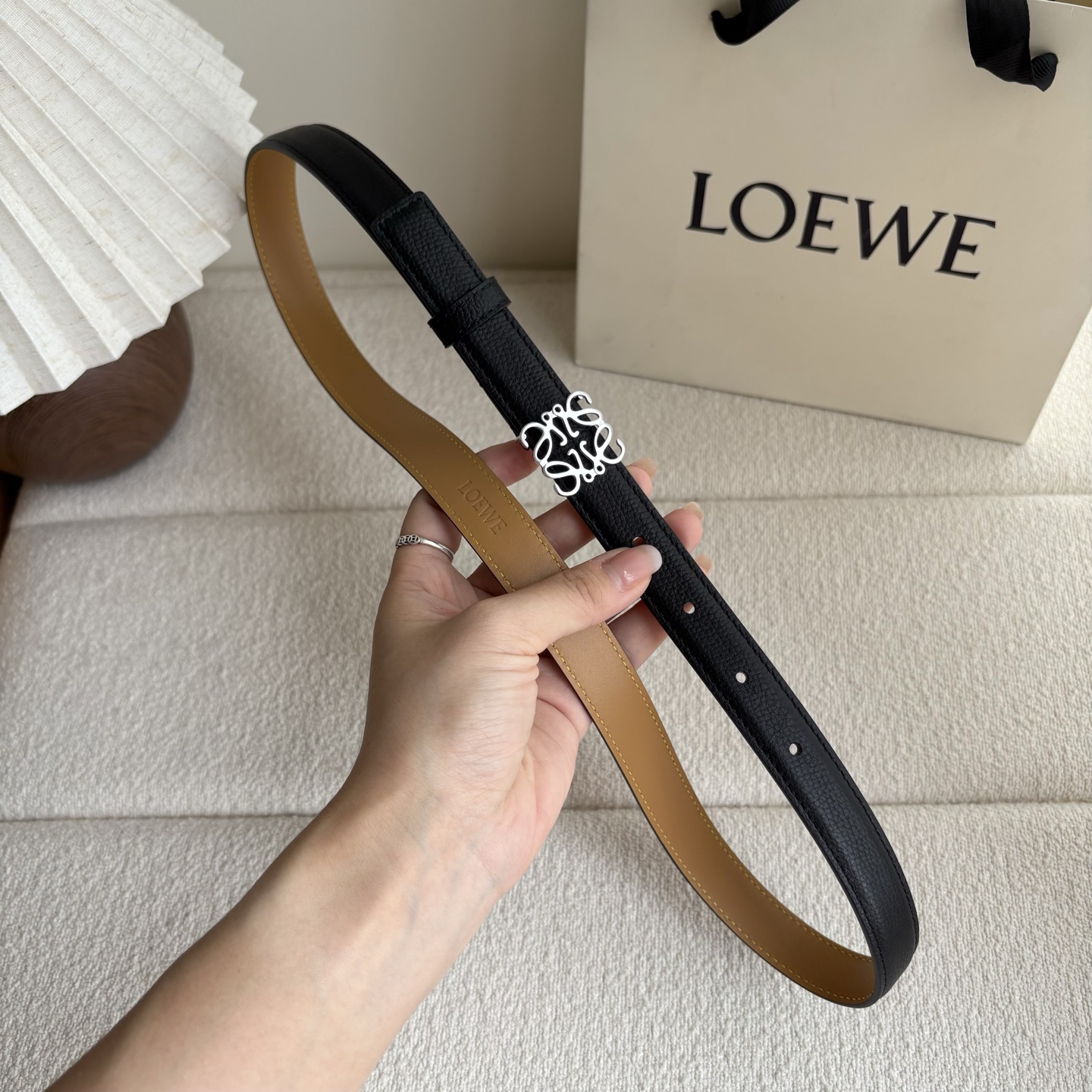 Female Leather Belt Cow Leather Black M-l